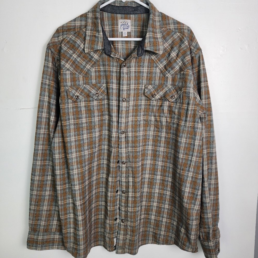 Moonshine Spirit By Brad Paisley Men's Plaid Button-Up Shirt 2XL Cowboy Western